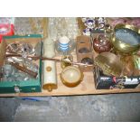 A Qty of loose cutlery, plated ware, stone ware bed warmers,a salt glazed stoneware pot and cover,