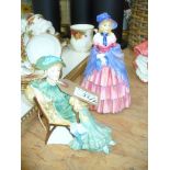 Two Royal Doulton figurines, 'Ascot HN2356' and 'A Victorian Lady HN728'.