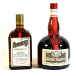 2 bottles Liqueur including 1970's Coin