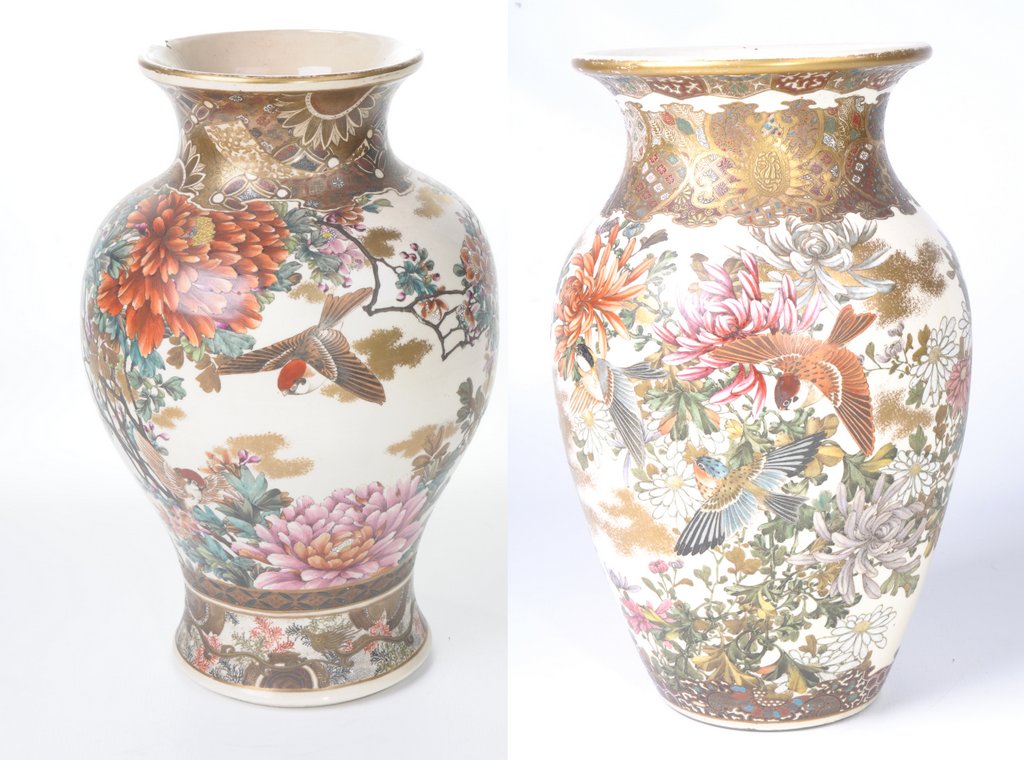 Two Japanese satsuma vases, Taisho (1912-26) period The first of baluster form,