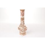 A Japanese satsuma square pedestal vase,