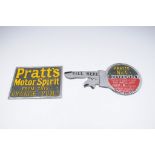 Two Pratts advertising wall plaques
