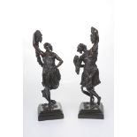 A fine pair of French patinated bronze f