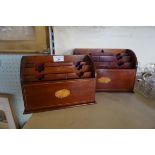 A two of Edwardian inlaid mahogany desk tidies.