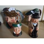 Four Royal Doulton character jugs, to include Simple Simon, The Poacher, Winston Churchill etc.