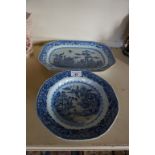 Two pieces of 18th/19th Century Chinese blue and white porcelain to include a rectangular platter,