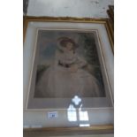 Sydney E. Wilson pencil signed engraving depicting a Victorian lady in landscape.
