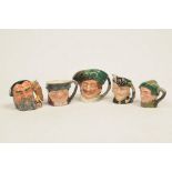 A collection of Royal Doulton character jugs To include Auld Mac D6253, Robin Hood 6541,