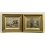 British School (19th/20th Century) a pair of oil paintings Depicting country paths before rural