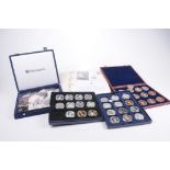 A large collection of silver and cupro nickel proof coinage To include two silver Britannia's