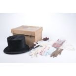 A Bennett's of London Silk top hat and accessories Together with original box and quantity of