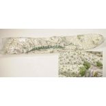 A pair of curtains With pale green foliage and white floral design, 7 foot x 8 foot drop each,