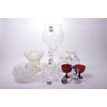 A mixed Collection of various glassware To include a a cut glass pedestal bowl, decanters,