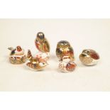 A collection of Royal Crown Derby Imari paperweights To include kingfisher, owl, duck,