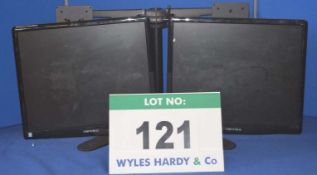 2: HANNS-G 19" Flat Panel Displays with an adjustable Twin Monitor Stand (No Fixing Screws for