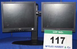 2: VIEWSONIC 17" Wide/Flat Screen Displays on a Neo-Flex Adjustable Twin Monitor Stand