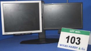 An ATMT 19" Flat Panel Display and a YURAKU 19" Flat Panel Display on a NEO-FLEX Adjustable Twin