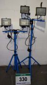 2: SILVERLINE 2X500W 240VAC Twin Lamp Work Lights on Height Adjustable Foldng Stands (NB One Stand