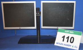 2: HEWLETT PACKARD 19" Flat Panel Displays on an Adjustable Twin Monitor Stand