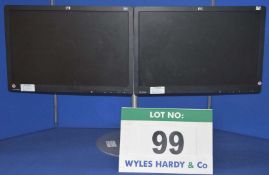 2: HEWLETT PACKARD 19" Flat Panel Displays on an Adjustable Twin Monitor Stand