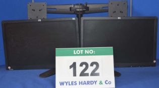 2: HEWLETT PACKARD 19" Wide/Flat Screen Displays with an Adjustable Twin Monitor Stand (No Fixing