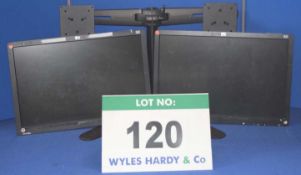 2: HEWLETT PACKARD 19" Flat Panel Displays with an Adjustable Twin Monitor Stand (No Fixing Screws