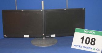 2: HEWLETT PACKARD 19" Flat Panel Displays on an Adjustable Twin Monitor Stand