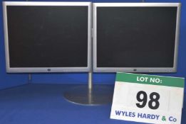 2: HEWLETT PACKARD 19" Flat Panel Displays on an Adjustable Twin Monitor Stand