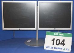 2: HEWLETT PACKARD 19" Flat Panel Displays on an Adjustable Twin Monitor Stand