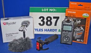 TASCAM DR40 Linear PCM Recorder (Boxed) with A RYCOTE Portable Recorder Audio Kit (Boxed)