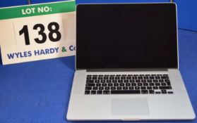 APPLE MacBook Pro Retina 15" 10.1 Intel Dual Core i7 2.3GHZ Laptop Computer with 256GB Hard Disc