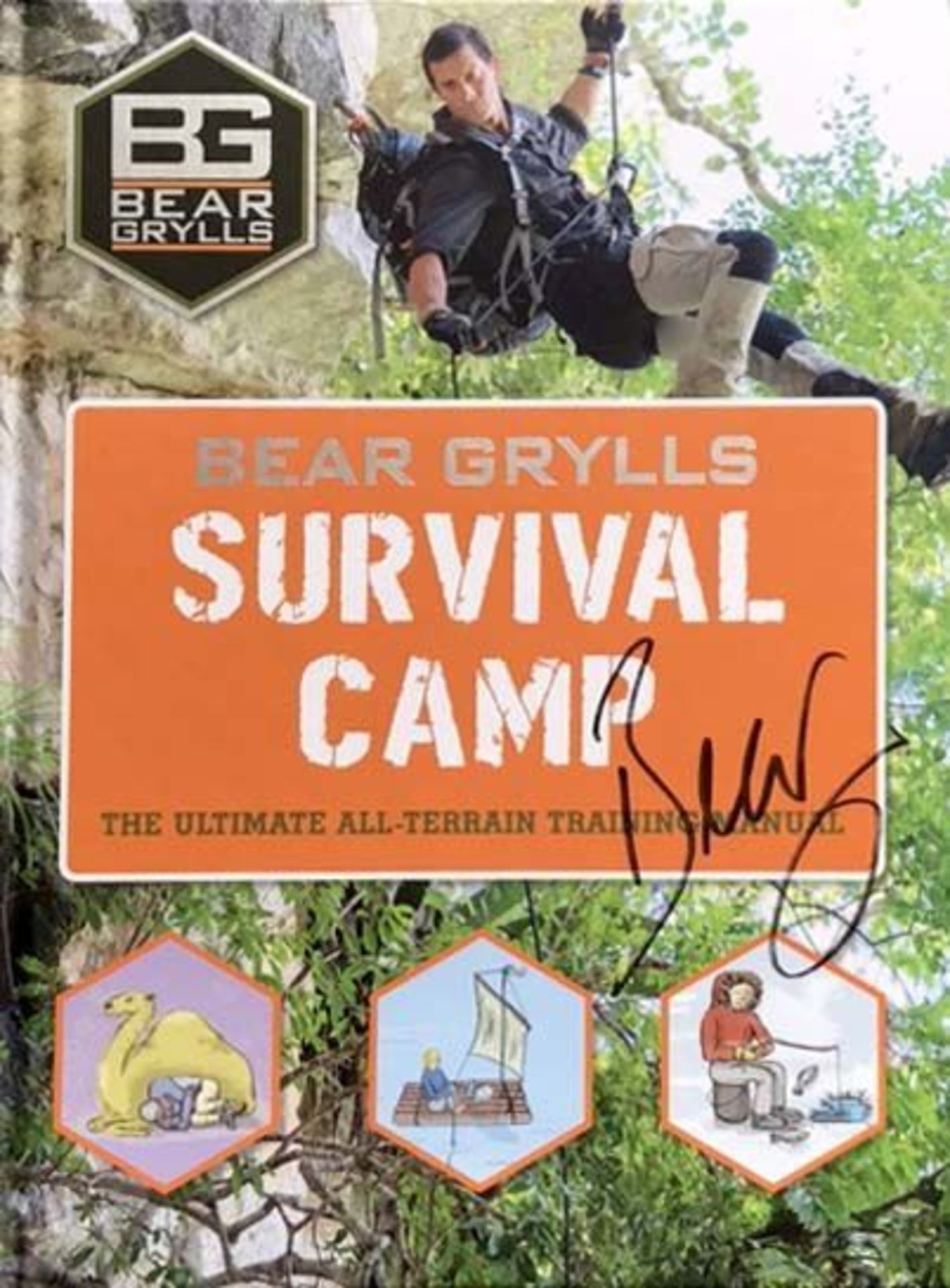 Hardback copy of 'Survival Camp - The Ultimate All-Terrain Training Manual'. Signed by the author