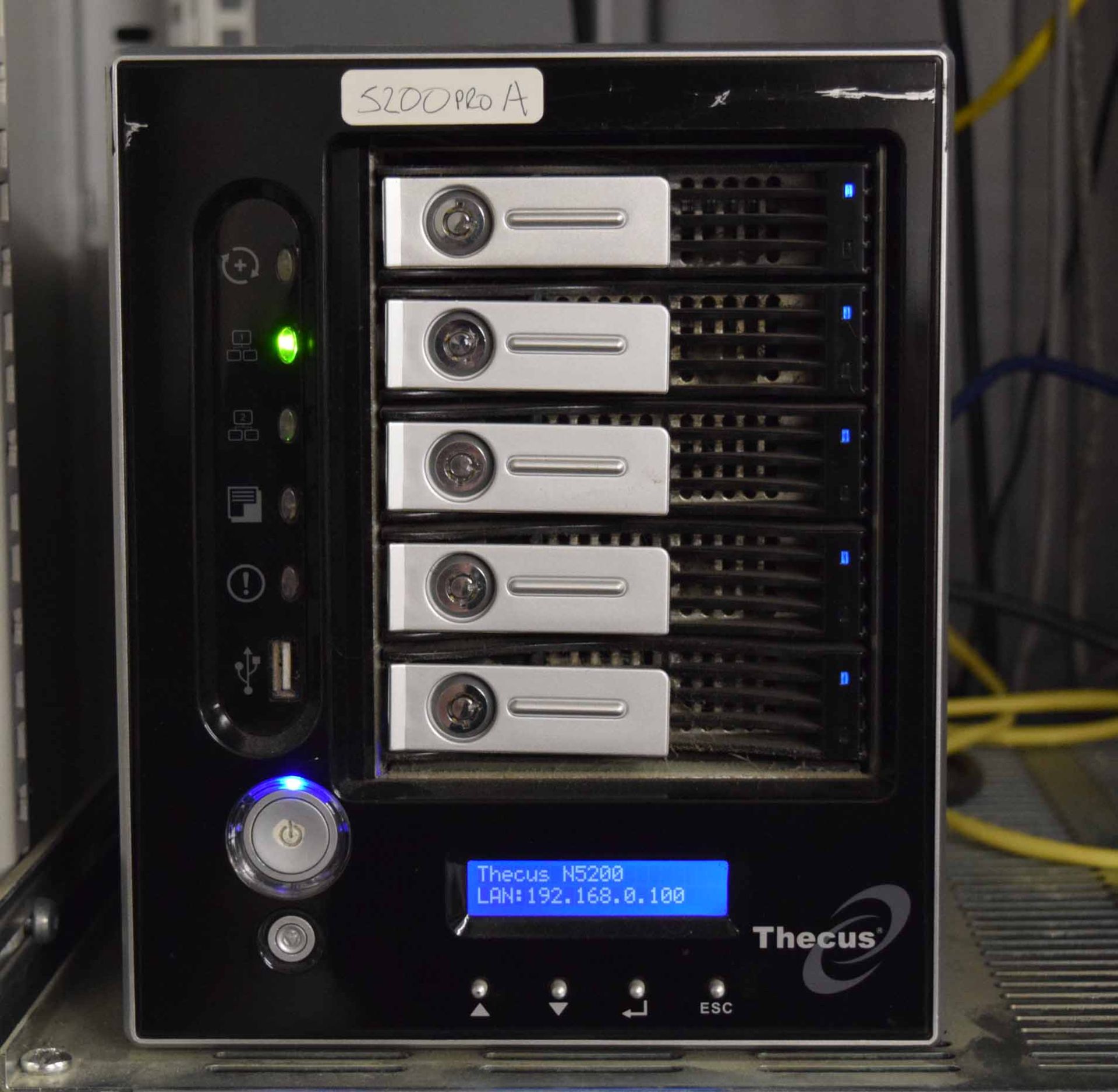 A THECUS N5200Pro NAS Hard Disc Array with Five 2.0TB Removable Hard Disc Drives