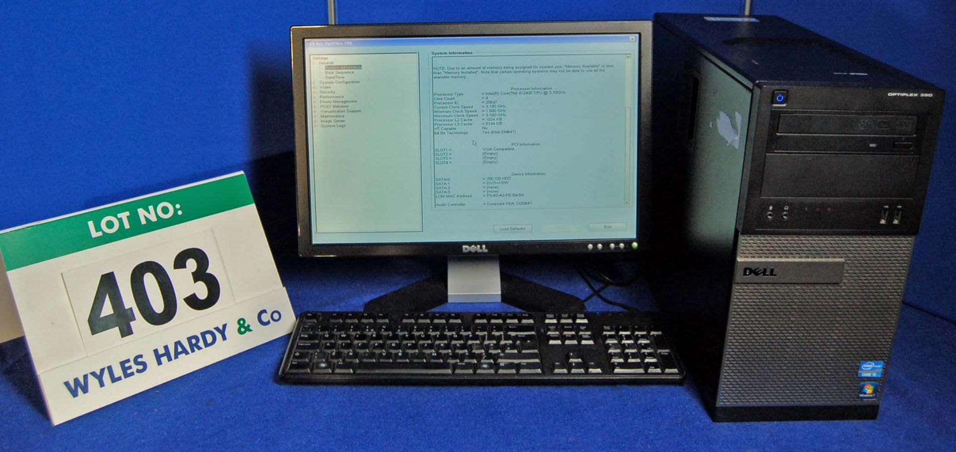 A DELL OptiPlex 390 INTEL Core i5 3.1Ghz Minitower Personal Computer with 250GB Hard Disc Drive, 4.