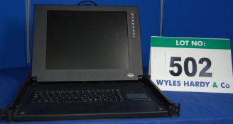 An AUSTIN HUGHES Rack mountable Retracting & Folding 15 inch LCD Monitor with Keyboard