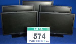 Five DELL P2213t 22 inch Wide/Flat Screen HD Displays with DTi, HDMI & USB Connections on Rotating