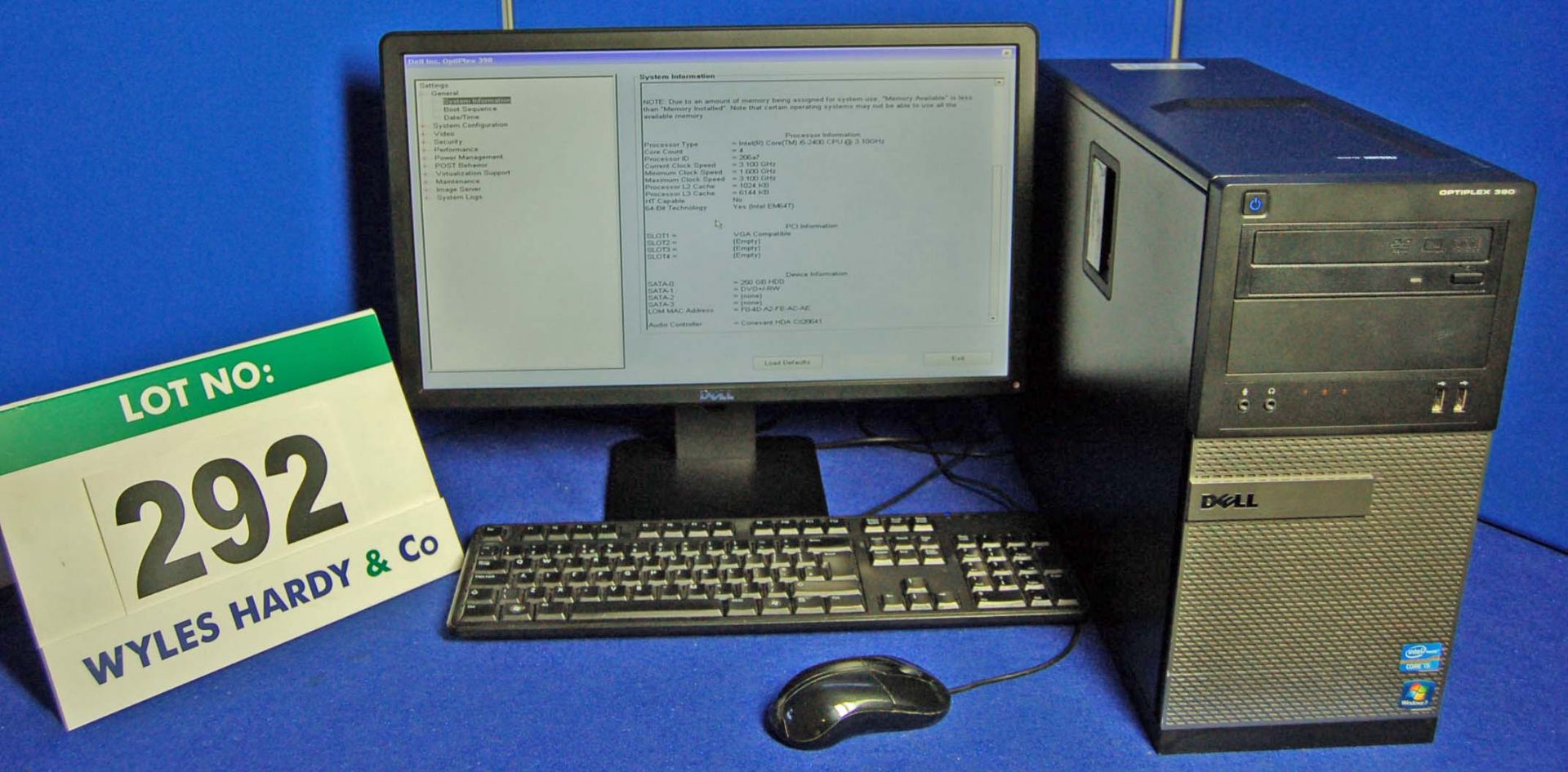 A DELL OptiPlex 390 INTEL Core i5 3.1Ghz Minitower Personal Computer with 250GB Hard Disc Drive, 8.