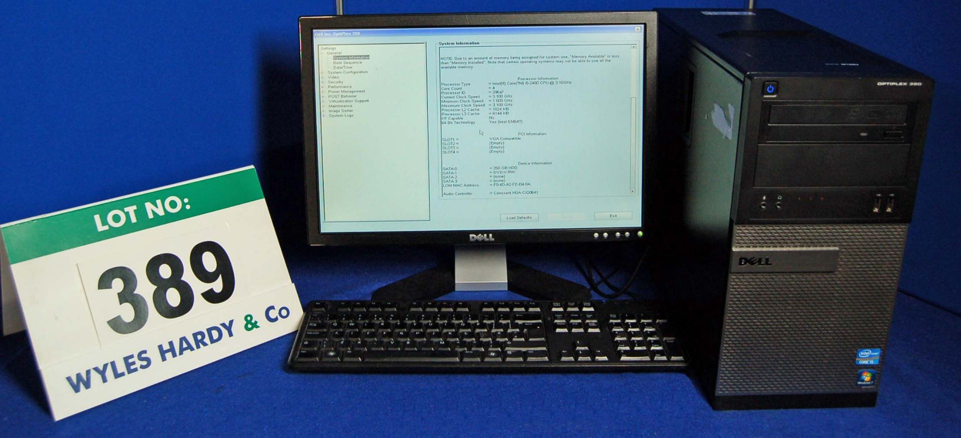 A DELL OptiPlex 390 INTEL Core i5 3.1Ghz Minitower Personal Computer with 250GB Hard Disc Drive, 4.