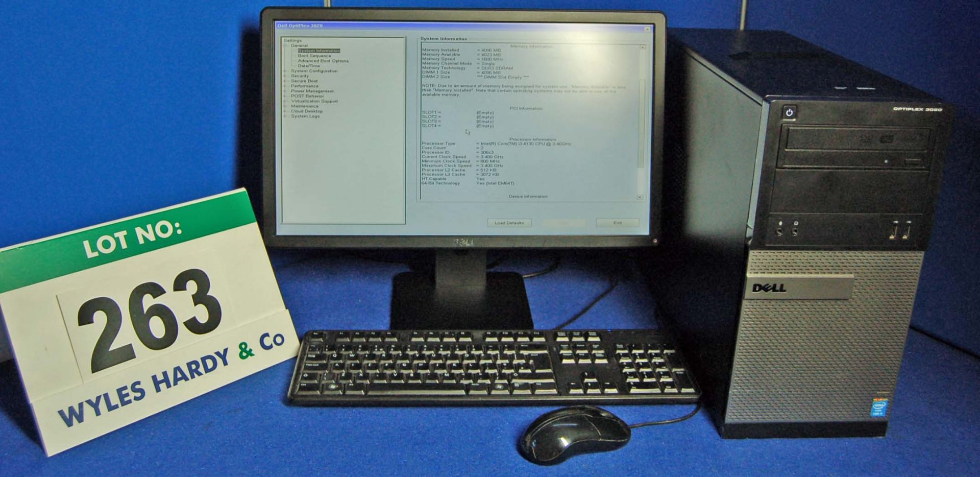 A DELL OptiPlex 3020 INTEL Core i3 3.4Ghz Minitower Personal Computer with 250GB Hard Disc Drive,