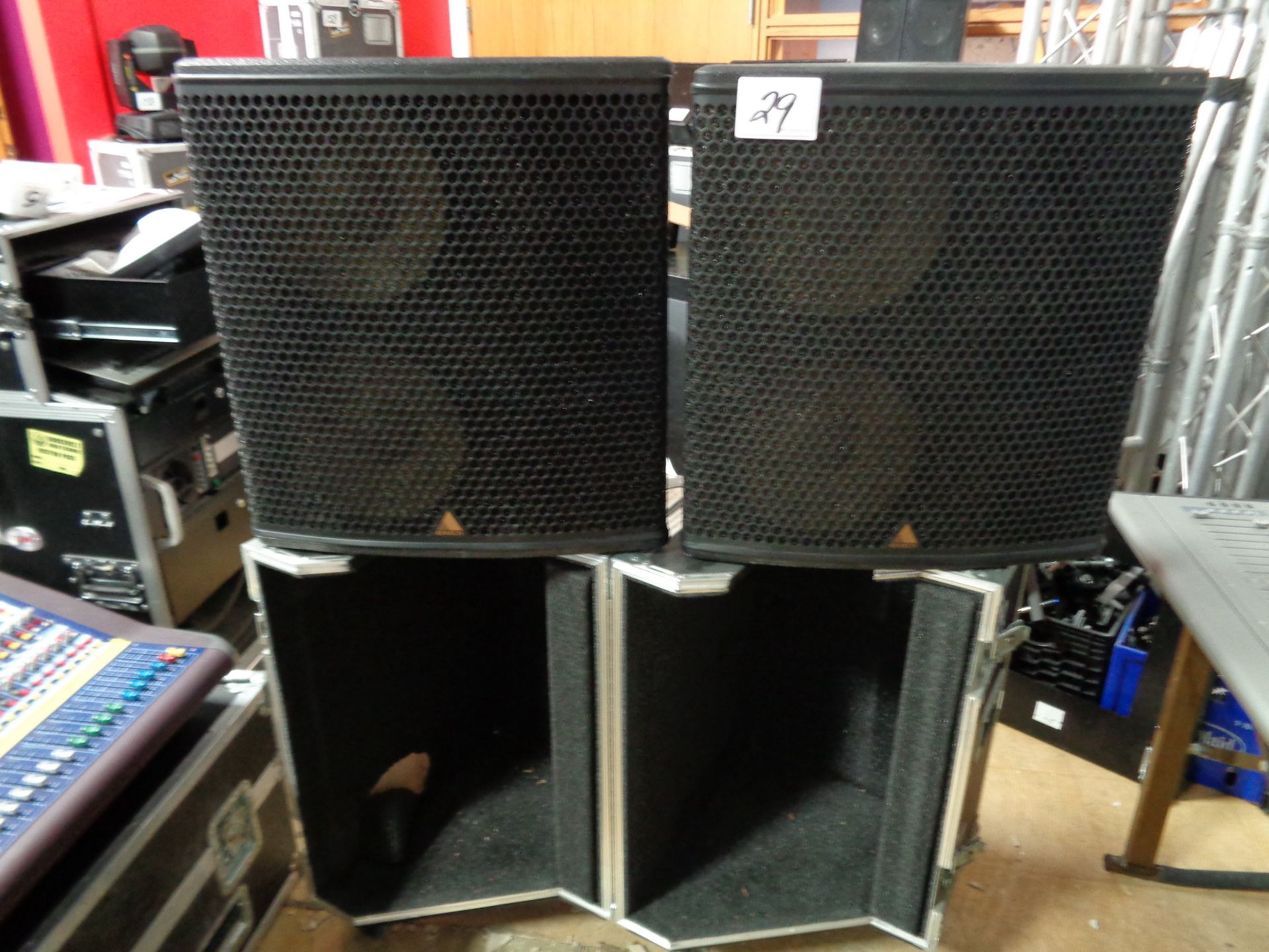 2014 ADAMSON M212 STAGE MONITORS W/ ALUMINUM TRAVEL CASE, S/N 953-0001-00133, 00129