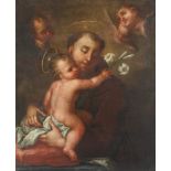 SAKRALMALER DES 17.JH., "Heiliger Antonius mit dem Jesusknaben", Öl/Lwd., 92,5 x 75, doubliert