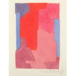 POLIAKOFF, Serge, "Composition mauve, bleue et rouge", Original-Radierung und Aquatinta, 29 x 19,
