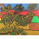 CORNEILLE, "L'oiseaux", Original-Farblithografie, 56 x 68, nummeriert 76/200, 1999, handsigniert