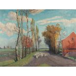 KÖCKE-WICHMANN, Max (1892-1962), "Landstraße mit Schafherde", Öl/Lwd., 98 x 130, unten rechts