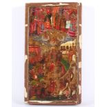 IKONE, "Anastasis und Auferstehung", Tempera/Holz, 38 x 20,5, Goldgrund, Feinmalerei, Fragment einer
