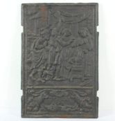 OFENPLATTE, Eisenguss, 75 x 48, mit biblischer Szene, um 1700