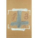 TAPIES, Antoni, "Blanc et croix grise",  Grafische Mischtechnik, Carborundum und Siebdruck auf