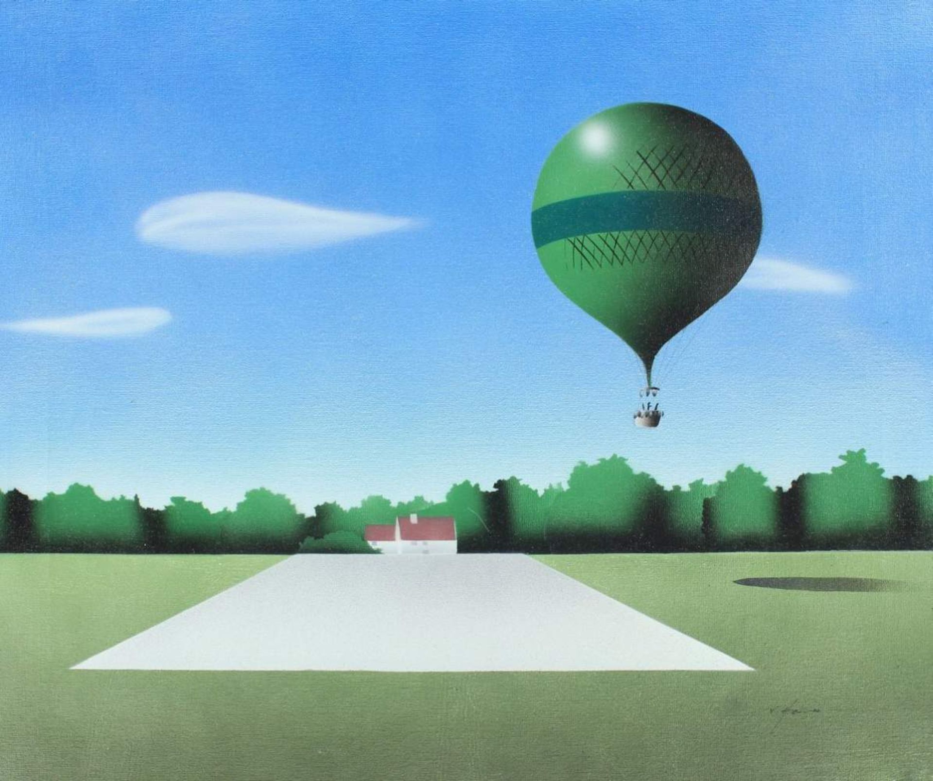 HAVEN, van, "Heißluftballon", Öl/Lwd., 50 x 60, unten rechts signiert