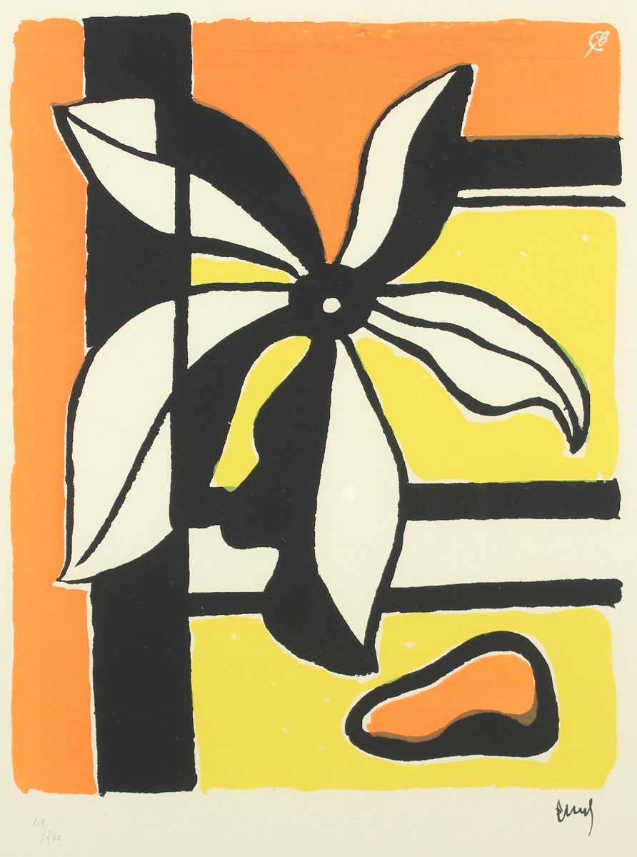 LEGER, Fernand, "La fleur", Farbserigrafie, 32 x 25, 1954, nummeriert und signiert, WV Saphire E