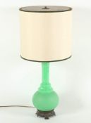 LAMPE, Fuß aus grüngetöntem, geschliffenem Glas, best., H 94, wohl BÖHMEN, um 1910